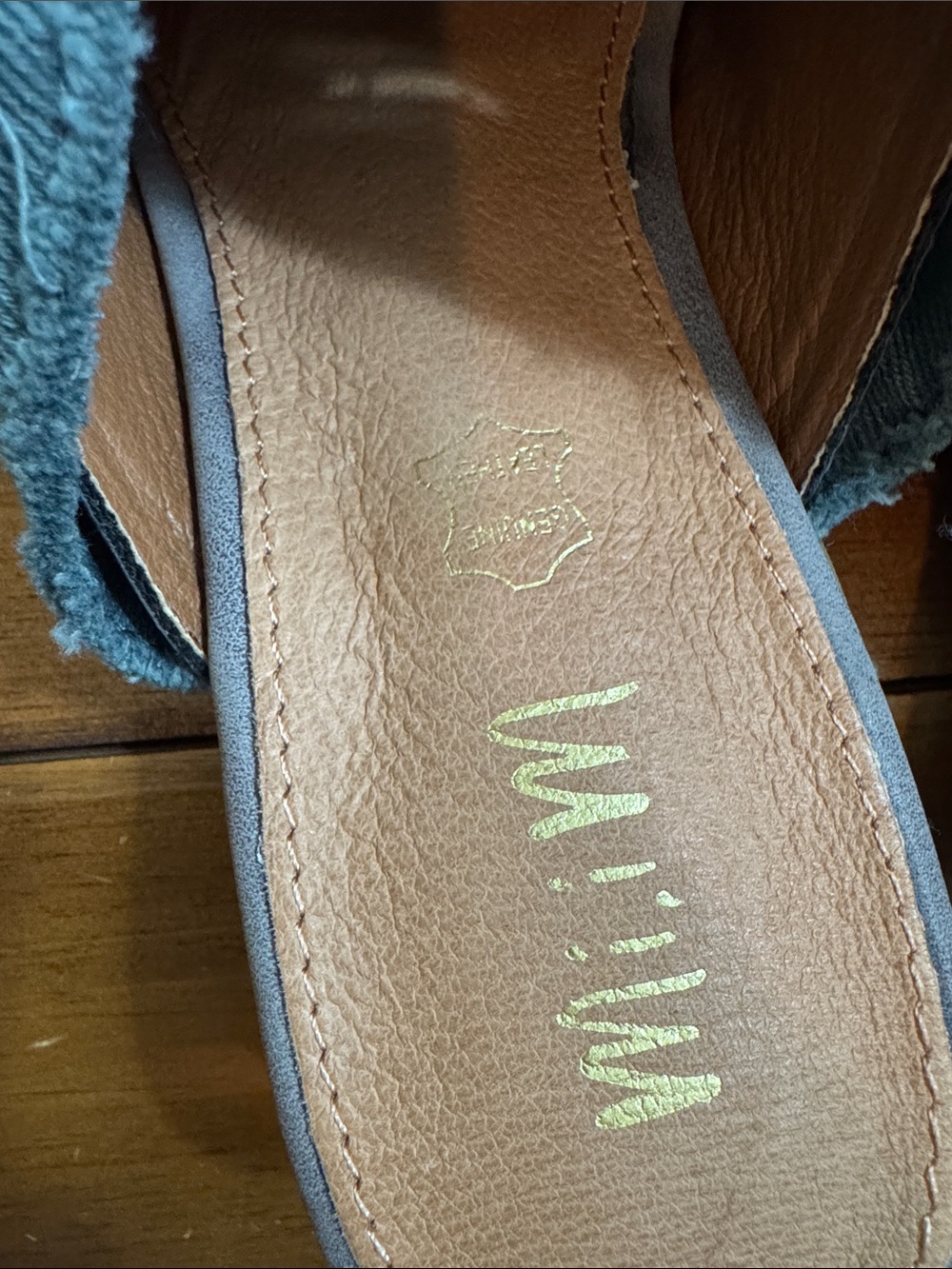ANTHROPOLOGIE Mi.iM Tillie Fabric Wrapped Mules in Slate Blue - Picture 7 of 8